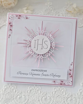 Zaproszenie komunijne dla dziewczynki różowe, Osobiste Prezenty