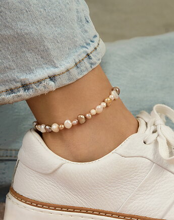 Bransoletka na nogę perły srebro 925 pozłacane, Coccola JEWELLERY