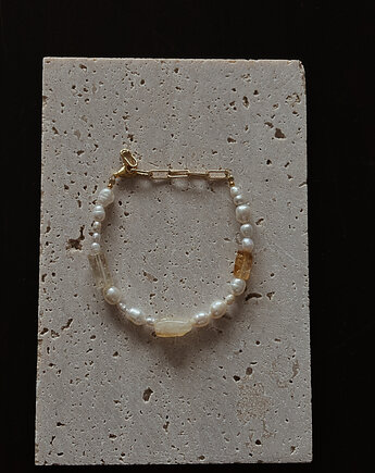 Bransoletka Perły naturalne i Cytryn, Chmolowska Jewellery