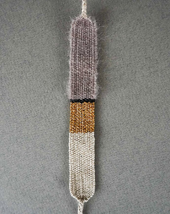 Minimalistyczna, szeroka bransoletka ręcznie robiona z nici, Słońcem Tkane