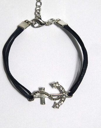 Bransoletka - Kotwica, krzyżyk 2 - sznureczki, kryształki, yenoo