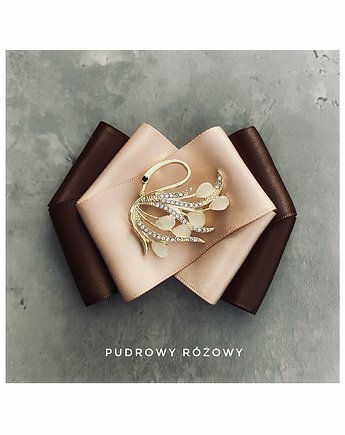 Brosza z Łabędziem z kryształków i kamieni NEW, Pudrowy Różowy