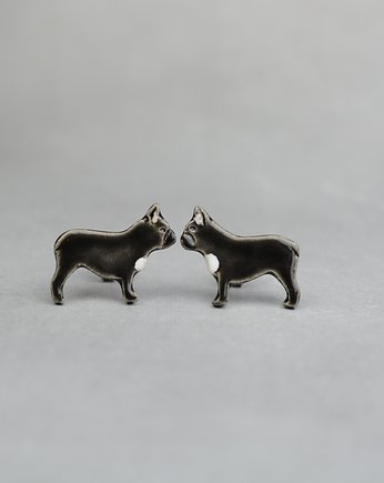 Buldog francuski mini- ceramiczne kolczyki, Dorca