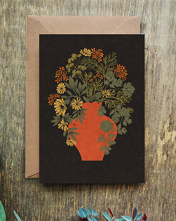 Kartka orange vase, kartka okolicznościowa, pocztówka, OKAZJE - Prezent na Parapetówkę