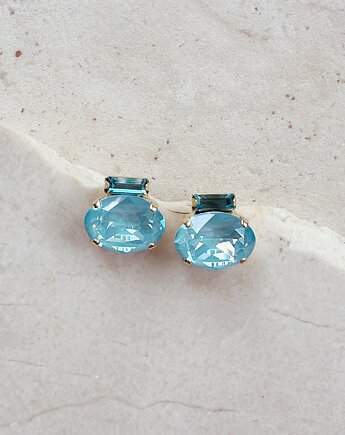 Kolczyki pozłacane LUA: Duet Paradise Blue i Light Turquoise, White Jasmine