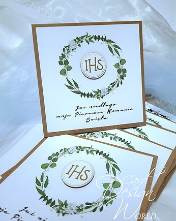 8 sztuk, paczka zaproszenia  na Komunię Świętą,  boho, Card Design World