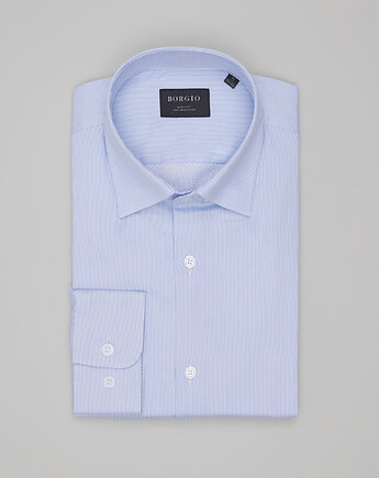 Koszula fabrizia 00529 długi rękaw błękit slim fit, BORGIO