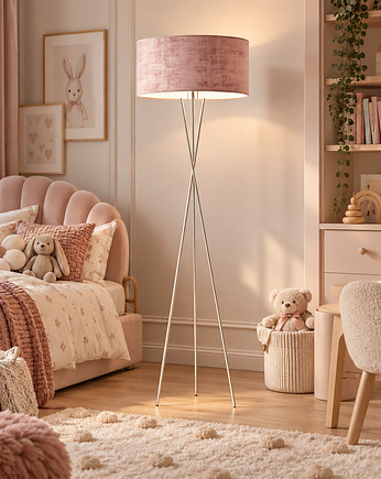 Czarna lampa podłogowa do salonu na 3 nogach PARYŻ VELUR KIDS, LYSNE