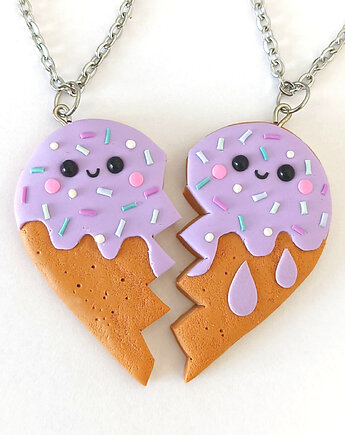 Fioletowy Naszyjnik Serce Naszyjnik 2 Połówki Serca, OMIFIMO