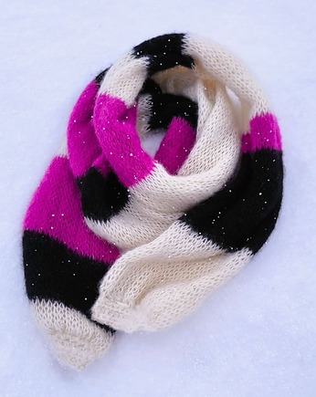 Szaliczek w paski z alpaki ALPACZINA kolory, sploteka