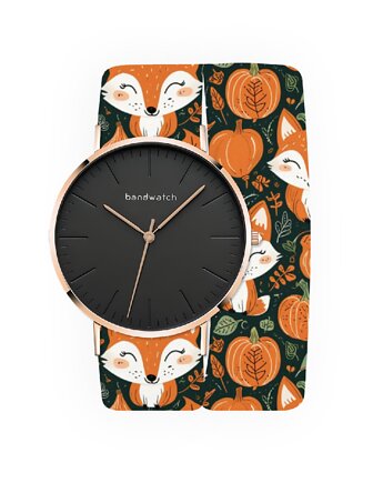 Zegarek damski wiązany - Pumpkin Paws - Tarcza Różowe złoto, Bandwatch