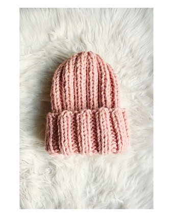 Czapka beanie z wełną pudrowy róż, Mademoiselle Patrini