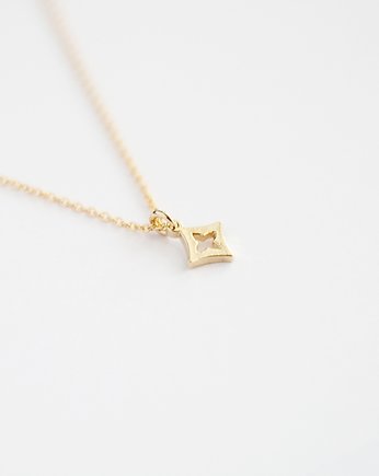 16k Gold Plated Tiny Diamond Charm Necklace, Le Boho Bleu