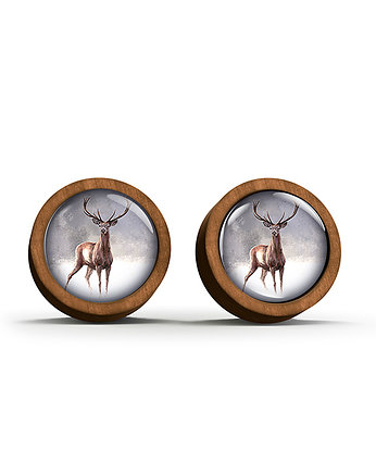 Kolczyki drewniane - Jeleń 2 - sztyfty, yenoo