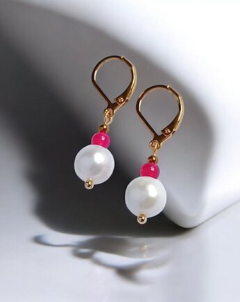 Kolczyki FUCHSIA & PEARL collection: perła i agat : krótkie, kaktusia