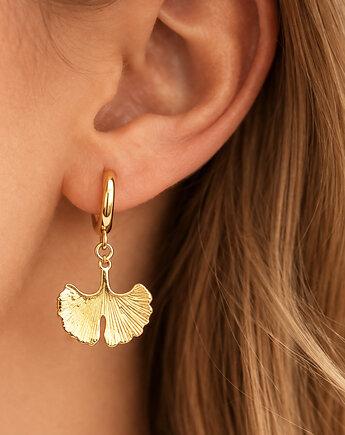 Kolczyki z miłorzębem, gingko, złote listki miłorząb