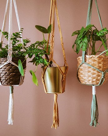 Makramowy kwietnik na ścianę ZESTAW 3 SZTUKI, Hygge Macrame