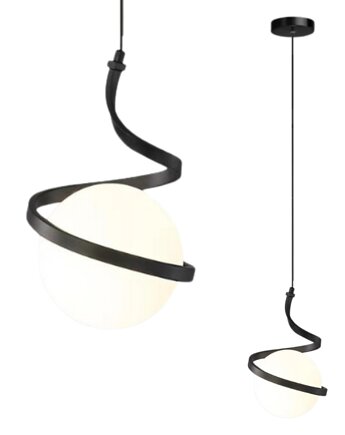 Lampa wisząca zwis żyrandol lampa na sufit czarna szkło kula LED E27, VOLTA LIGHT