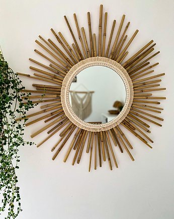 Lustro bambus/makrama 80 cm, Zaplątana W Sznurki