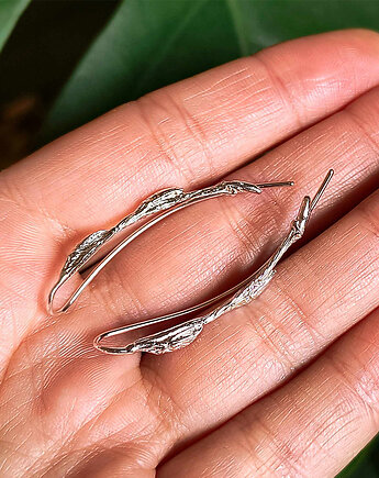 Komplet Kolczyki- nausznice Gałązka White Długie, ZIĘBA