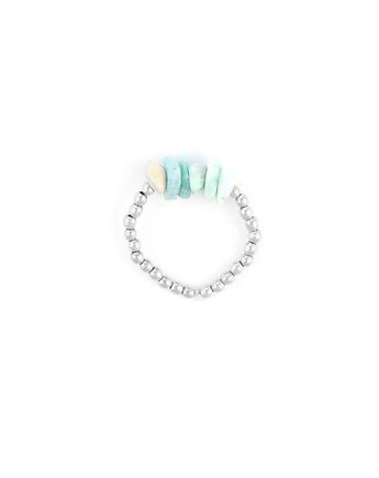 Pierścionek z Agatem Larimar Mexico - srebrne hematyty, Kulka Bransoletki