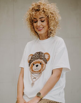 T-shirt oversize Elliott Teddy dla mamy cream, BejbiStory