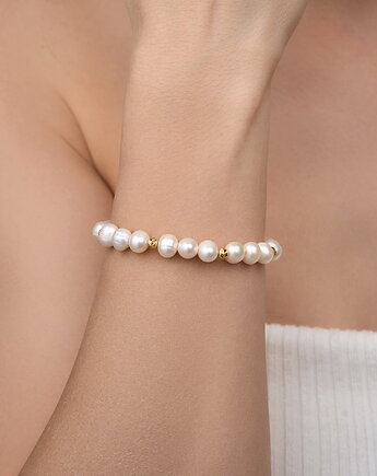 Bransoletka z naturalnych pereł słodkowodnych- srebro 925 pozłacane, Coccola JEWELLERY