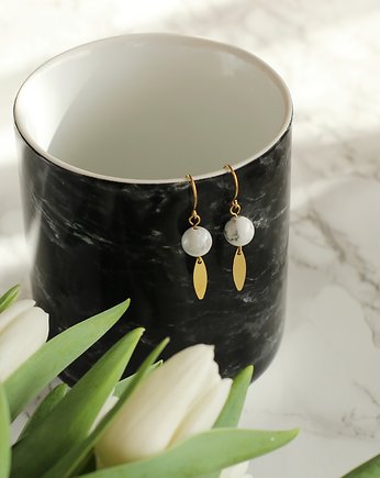 White Howlite with Marquise Earrings, Le Boho Bleu