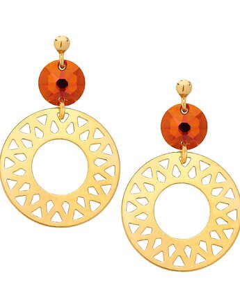 Kolczyki srebrne z dużymi arabskimi rozetami i pomarańczowo-różowymi, SOTHO