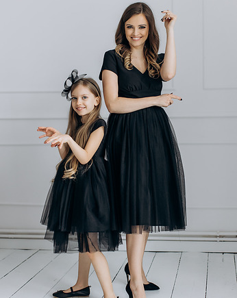 Komplet sukienek NOEMI dla mamy i córki, czarny, mala bajka