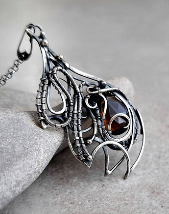 Stio II srebrny naszyjnik z kwarcem dymnym, MIECHUNKA