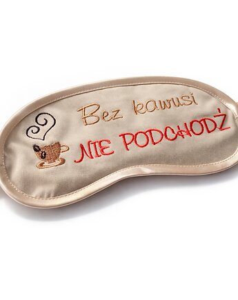 OPASKA Beżowa bawełniana haftowana Bez kawusi nie podchodź PREZENT, Wyszywane