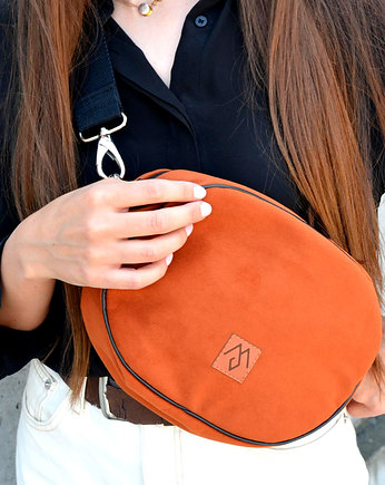 Torebka damska z weluru tapicerskiego "Mili Boxy Bag" - miedziana pomarańcza, Militu