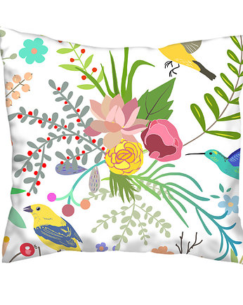 Poduszka full print, kwiaty i ptaki, Love Life and Forest