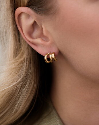 Złote kolczyki nieregularne ze stali chirurgicznej premium Paraiso Daria, Paraiso