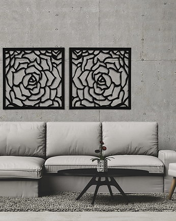 DEKORACYJNY PANEL AŻUROWY, ROSETTE, DYPTYK,DEKORACJA ŚCIENNA 3D, CZARNY, ORNAMENTI