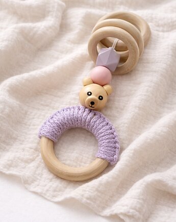 Drewniana zawieszka sensoryczna dla niemowlaka, Mymami