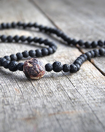 Naszyjnik MĘSKI :: granat & lawa, kaktusia