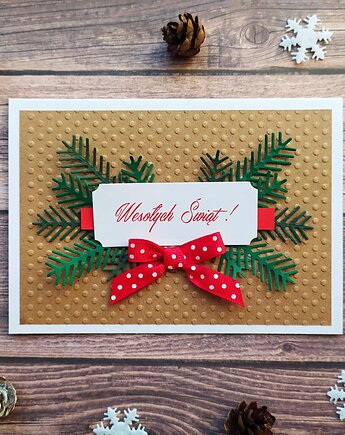 Kartka Wesołych Świąt z kokardką, itsmycard
