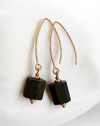 Turmalin surowy : kolczyki długie : glam, kaktusia