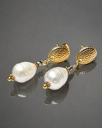 Kolczyki pozłacane Pearls [white] perły vol. 27 , KiKa pracownia