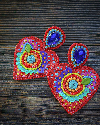 Kolekcja Frida - kolczyki kolorowe serca, Mrosoutache
