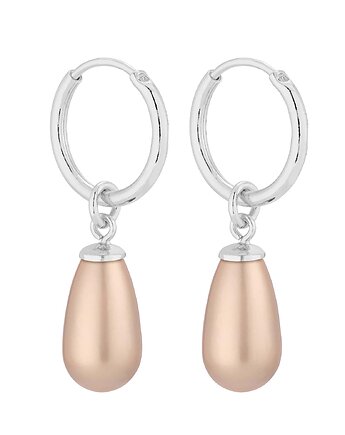 Srebrne kolczyki koła z pudrowymi perłami SWAROVSKI CRYSTAL Kod KOL0479, SOTHO