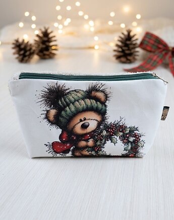 Kosmetyczka świąteczny miś, ML handmade