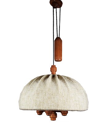 Duńska lampa sufitowa z drewna tekowego od Domus, lata 70., Think Modern