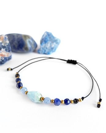 Larimar, jadeit, sodalit, lapis lazuli bransoletka, Magneska
