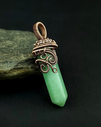 Wisiorek z awenturynem wire wrapping, Blue Pearl Art