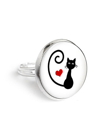 Pierścionek - Kotek, serce, yenoo