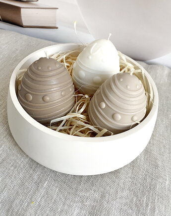 Wielkanocny zestaw świece sojowe dekoracyjne oraz misa z gipsu, Coccola JEWELLERY