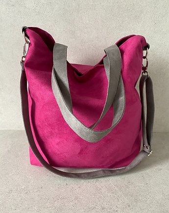 Torba hobo XXL -  fuksja, szarość, PRACOWNIA 166